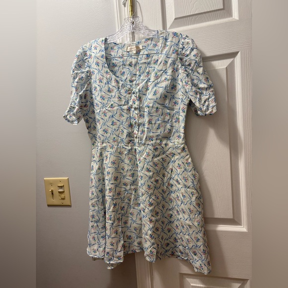 LoveShackFancy Dresses & Skirts - NWOT size small LoveShackFancy Floral Bow Ribbon Print Sample dress Pink/Blue